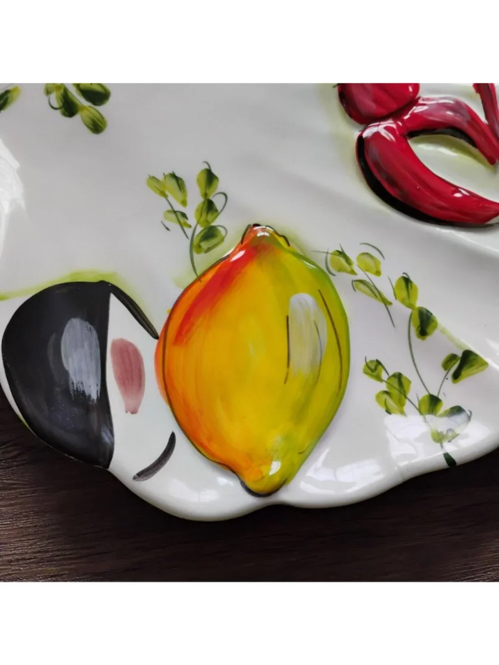 Vintage Italian Majolica 3D Lobster Platter, Hand Painted Scalloped Shell Plate